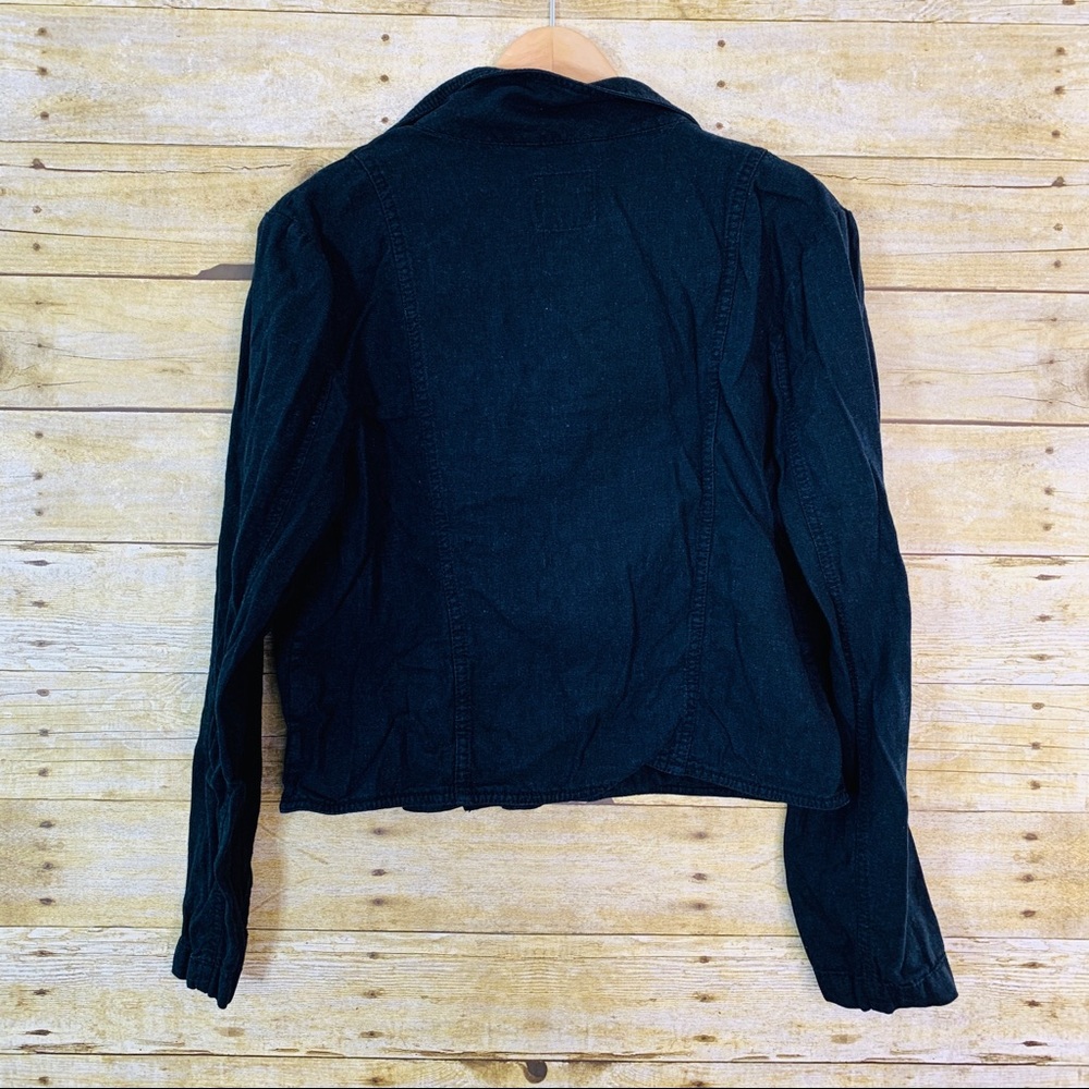 Old Navy Moto Jacket Linen Blend Black Large - Picture 2 of 5